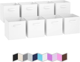 Storage Cubes - 11 Inch Cube Storage Bins (Set Of 8). Fabric Cubby, White - £28.68 GBP