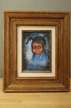 Framed Original Art 1985 Carol Martin Painting Native American Girl Pigtails - £97.04 GBP