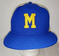 Vintage Milwaukee Brewers AJD MLB Snapback Trucker Hat Mesh Large Made In USA  - £38.32 GBP