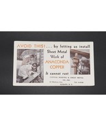 Vtg Anaconda Sheet Metal Copper Trade Card Ink Blotter Albany NY Capital... - $9.99