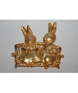 Vintage Signed JJ Jonette Jewelry Gold Toned Bunny Rabbit Brooch  J206GS - £14.15 GBP