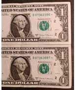 $1 Dollar STAR Note LOT OF 2 ⭐ Series 2017A Serial Numbers B07362390 + B... - $49.49