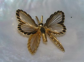 Estate Monet Signed Goldtone Open Wire BUTTERFLY Pin Brooch – marked on ... - £8.28 GBP