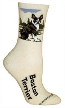 Adult Socks Boston Terrier Dog Breed Natural Size Medium Made In Usa - £8.11 GBP