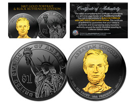 Black Ruthenium Abraham Lincoln Presidential $1 Dollar Us Coin 24K Gold Enigma - £14.88 GBP