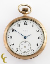 Elgin Antique Open Face Gold Filled Pocket Watch Gr 303 Size 12 7 Jewel - £410.68 GBP