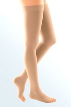 Duomed Soft Class 2 Compression Stockings Thigh Length Open Toe Beige XL - £35.20 GBP