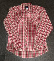 Wrangler Mens XL Pearl Snap Western Shirt Southwestern Red Khaki Stripe Tribal - £14.98 GBP