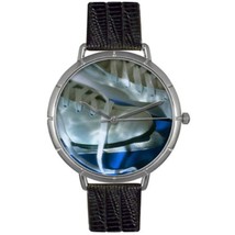 NEW Whimsical Watches T0840026 Unisex Ice Skating Lover Black Strap Silver Watch - £17.30 GBP