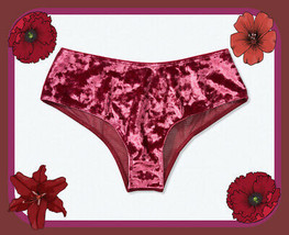 Large Merlot Wine VELVET w Mesh Back RARE Victorias Secret PINK Cheekster Pantie - £9.39 GBP