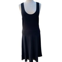Ann Taylor Dress Black Knit Sleeveless Scoop Neck M Scalloped Hem  - $19.79
