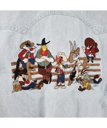 Looney Tunes Wild West Vintage 1995 Acme Kids Shirt Size L Blue Embroidered - $32.62