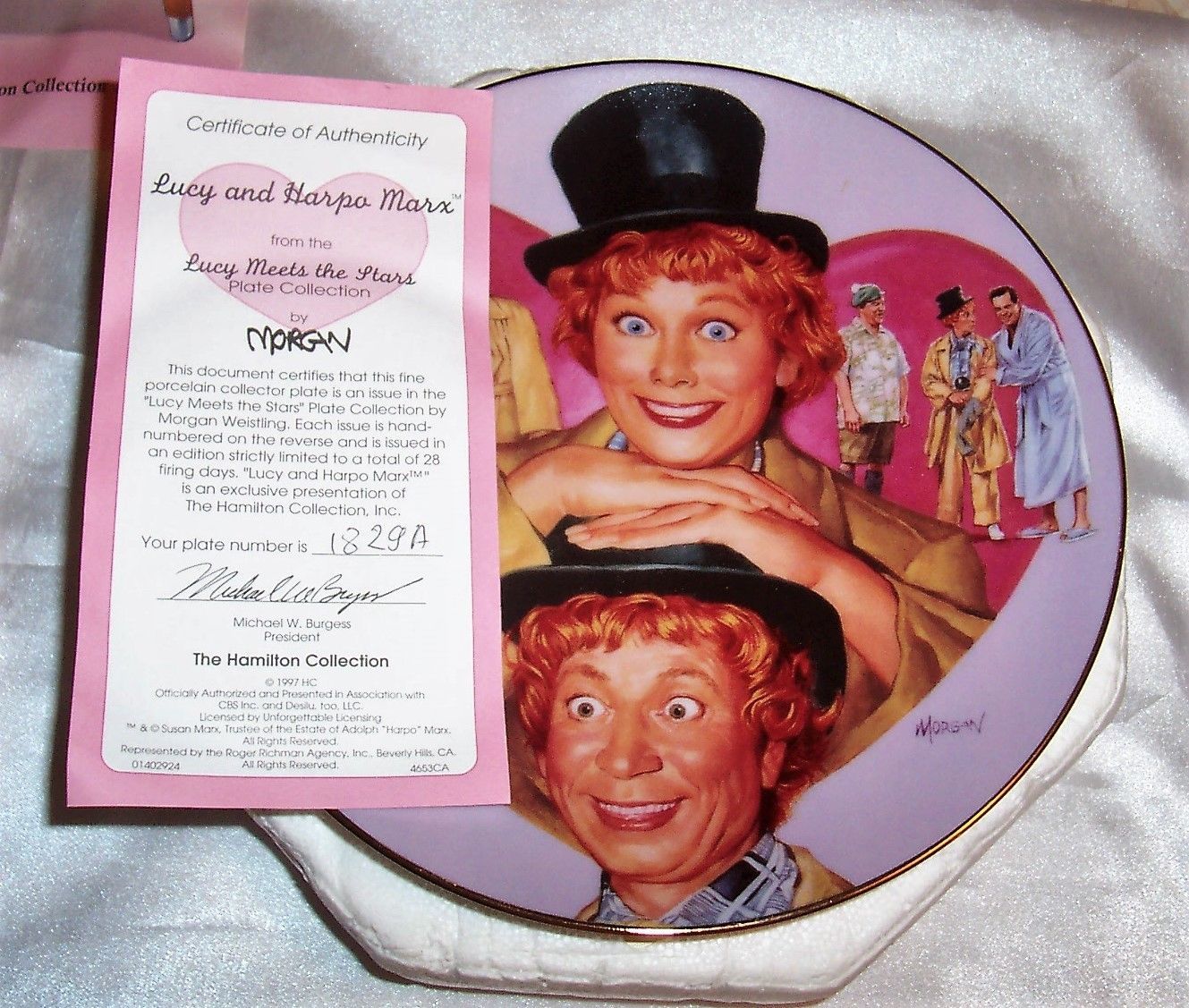 Lucy & Harpo Marx From 'Lucy Meets the Stars" By Morgan Collectible Plate 1997 - $35.00