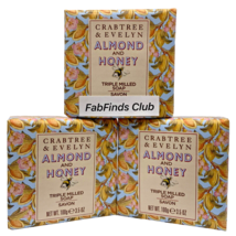 Crabtree &amp; Evelyn Almond and Honey Bar Soap Triple Milled 10.5oz (3x3.5oz) - £18.18 GBP