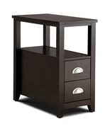 Set of 2 End Table Wooden with 2 Drawer &amp; Shelf Bedside Table-Dark Brown... - £131.11 GBP
