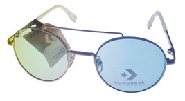 Converse Silver Mens Sunglass Soft Round Metal, Blue Lens H097 - £17.78 GBP
