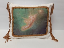 Vintage Tinker bell Tinkerbell Pillow Satin Jacquard Fringed 12&quot;x10&quot; Nev... - £54.71 GBP