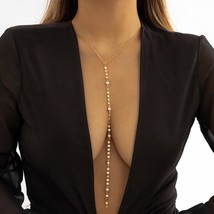 Sexy Long Tassel Pendant Chest Chain Necklace Women Collares Statement Crystal S - £12.49 GBP