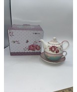 Jusalpha Fine Bone China Teapot for One, Rose Teapot and Saucer Set Tea ... - $33.65