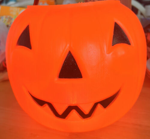 VTG 1980 Empire Blow Mold Halloween Jack O Lantern Pumpkin Candy Bucket Pail USA - $13.52
