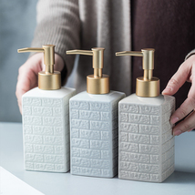 Art Brick Pure Ceramic Relief Bath Soap Lotion Gel Pump Dispenser Perfume Bottle - £13.54 GBP