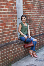 Breena Scallop Shoulder Bag | Full-Grain Leather with Glazed Finish | Da... - $163.00