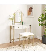 Vintage Vanity Table Set w/ Stool &amp; Storage - White - $228.95 CAD