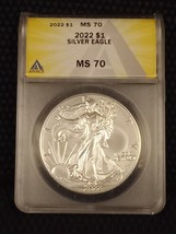 2022 $1 American Silver Eagle MS70 ANACS Certified BU Perfect .999 Bulli... - £60.59 GBP
