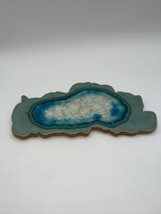 Dock 6 Pottery Geode Large Display Tray. 11” x 6” Blues And Greens - $33.11