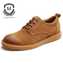 Maden Men’s Solid Brown Suede Sneakers Pig Leather Shoes Casual Spring Autumn Ox - £83.45 GBP