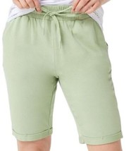 Zuda Z Khaki Green Bermuda Cuffed Knit Shorts w/Drawstring Waist Size XXS NIP - £28.52 GBP