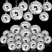 50 Pcs Disco Balls Ornaments Mini Disco Balls Silver Hanging Decorations Reflect - £18.87 GBP