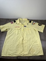 Boy Scouts Of America Blouse Womens XL Yellow Short Sleeve Button Up  - £12.53 GBP