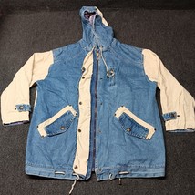 Vintage Stefano International Denim Jean Jacket Women Large Hooded 90s Oversized - £20.68 GBP