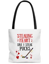 Stealing Heart Like I Steal Pucks Tote Bag, Hockey Lovers Tote Bag, Valentine&#39;s  - £19.42 GBP