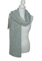 Womens Scarf Sage Green Gray Crochet Scarf Chunky Knit Winter Warm Soft 70x12&quot; - £7.81 GBP