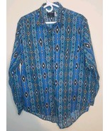 VTG Frontier Series Aztec Striped Western Button Shirt Mens Large Multic... - $31.79