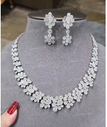 Women&#39;s Cluster Necklace Set 925 Sterling Silver 23Ct Pear Cut Simulated... - €383,93 EUR