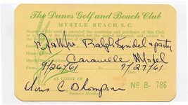 The Dunes Golf and Beach Club Guest Card Myrtle Beach South Carolina 1961 - £14.46 GBP