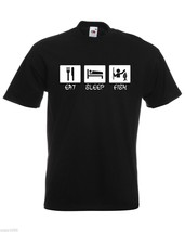 Mens T-Shirt Quote Eat Sleep Fish, Fishing Fisher TShirt, Fisherman Shirt - $24.74