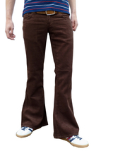 Men&#39;s RETRO FLARES Brown Corduroy PANTS Retro Hippie 60s 70s Bell Bottoms - £50.18 GBP