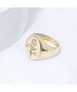 Flower Signet Ring-14k Gold Signet Ring-Women&#39;s Signet Ring-Luxury Gold ... - €615,87 EUR