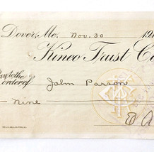 1912 Kineo Trust Company Bank Check E.A. Sampson Dover Maine Signed 1046... - £15.79 GBP