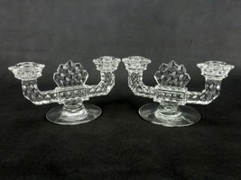Fostoria American Double Candle Holder Pair, Elegant Glass Candle Holder... - £30.60 GBP