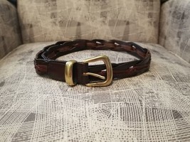 The Limited Brown Braided Leather Belt Gold Buckle - Women&#39;s Size M - £11.83 GBP