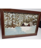 VINTAGE ORIGINAL OIL PAINTING WINTER SNOW SCENE Signed RUSS - £124.37 GBP