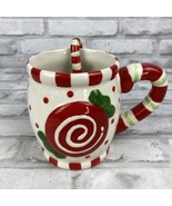 Cracker Barrel Christmas Peppermint Sweets &amp; Treats Cocoa Coffee Mug &amp; S... - £15.41 GBP