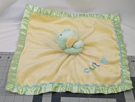 Carters Green Frog Lovey Rattle Plush Yellow Cutie Security Blanket Stuffed Toy - $14.95