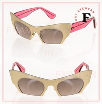 Miu Miu Rasoir 53O Sunglasses Cat Eye Brushed Gold Pink Mirrored Rimless MU53OS - £342.38 GBP