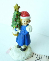 Grandeur Noel Victorian Village Little Girl Holding Christmas Tree 1993 figurine - $16.78